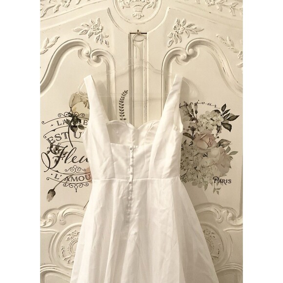 Lulus Modern Affection Maxi Dress Women's M White Taffeta Pleated NWT - Picture 8 of 13